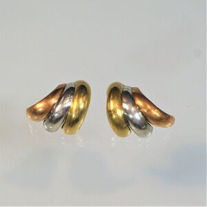 ZINA of Beverly Hills Clip On Earrings 925 Sterling Vintage Tri Color Modernist